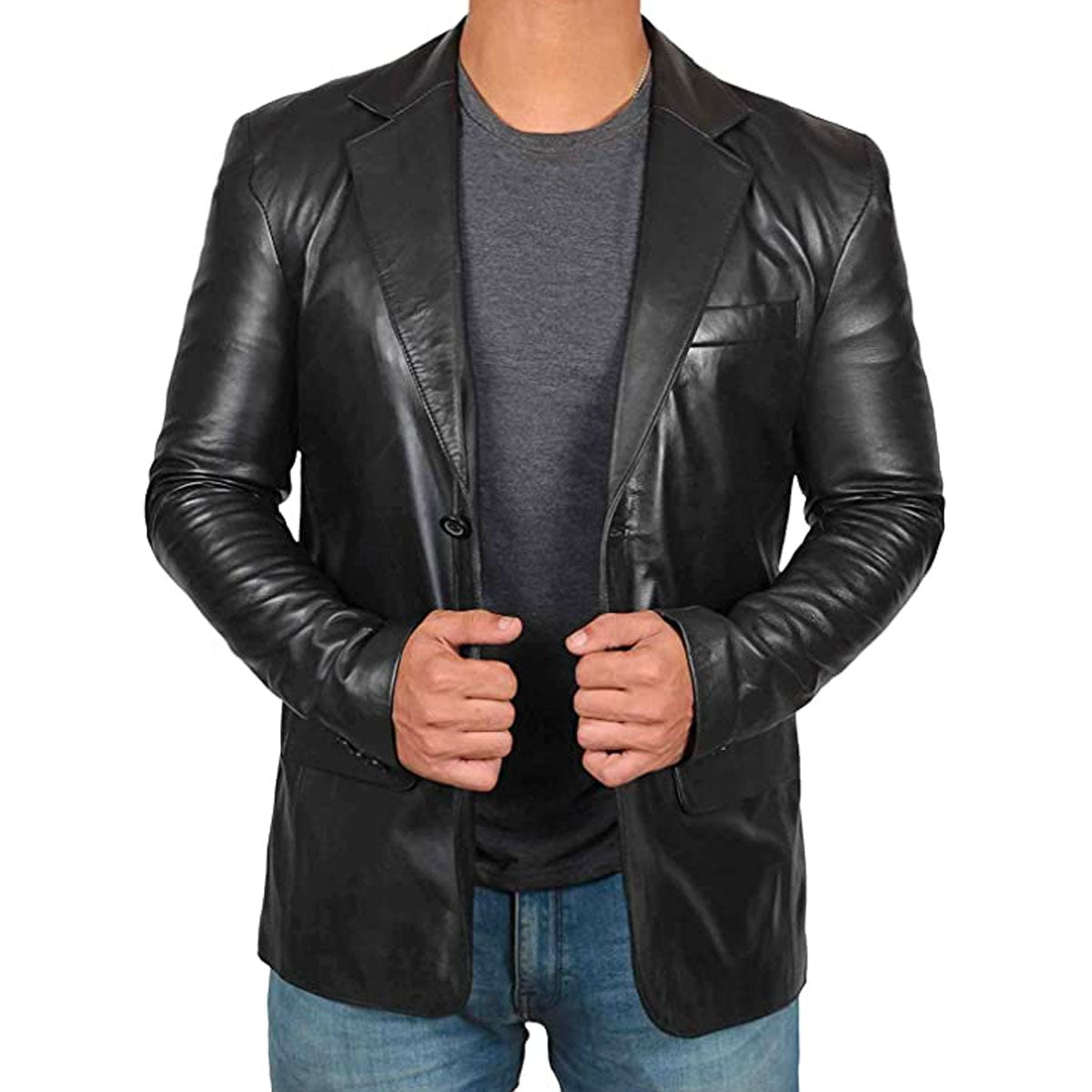 Men's leather blazer jacket - style and comfort combined