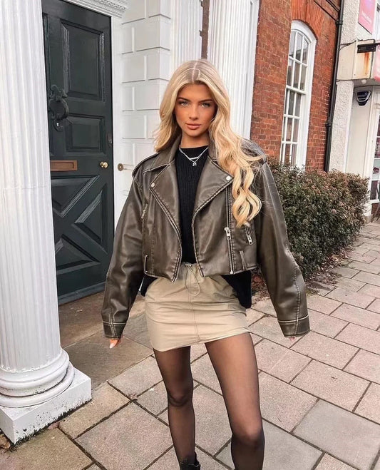 Melugrace leather jacket women