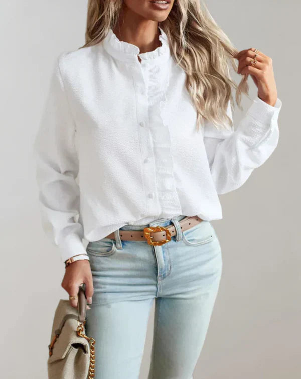 Leslie - elegant long sleeve top with ruffles