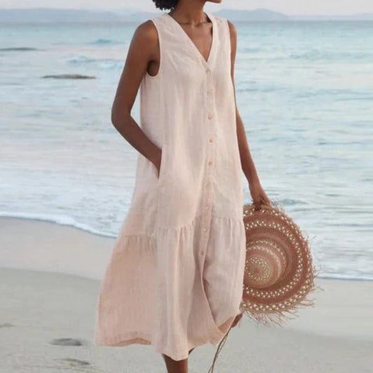 Marie - soft pink linen dress