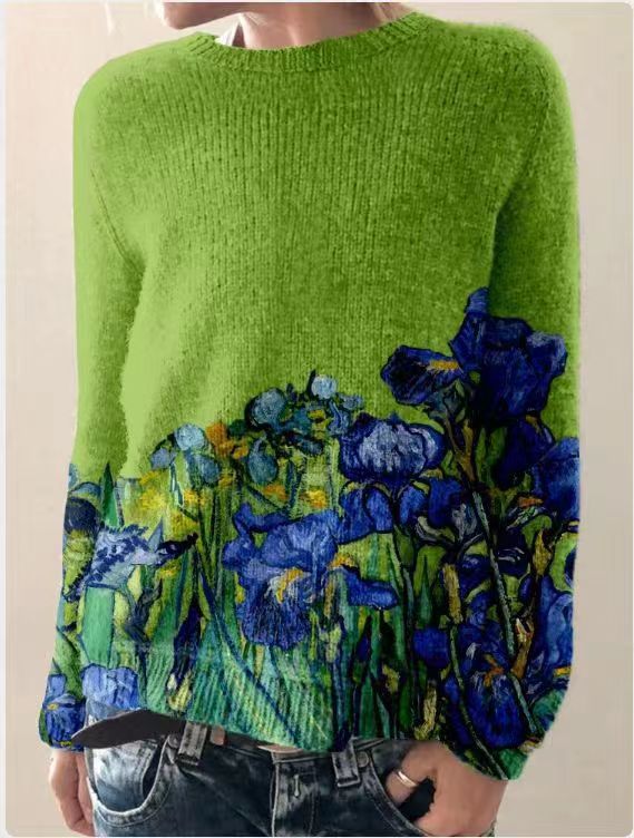 Sofia - knitted women's sweater with 3D floral print