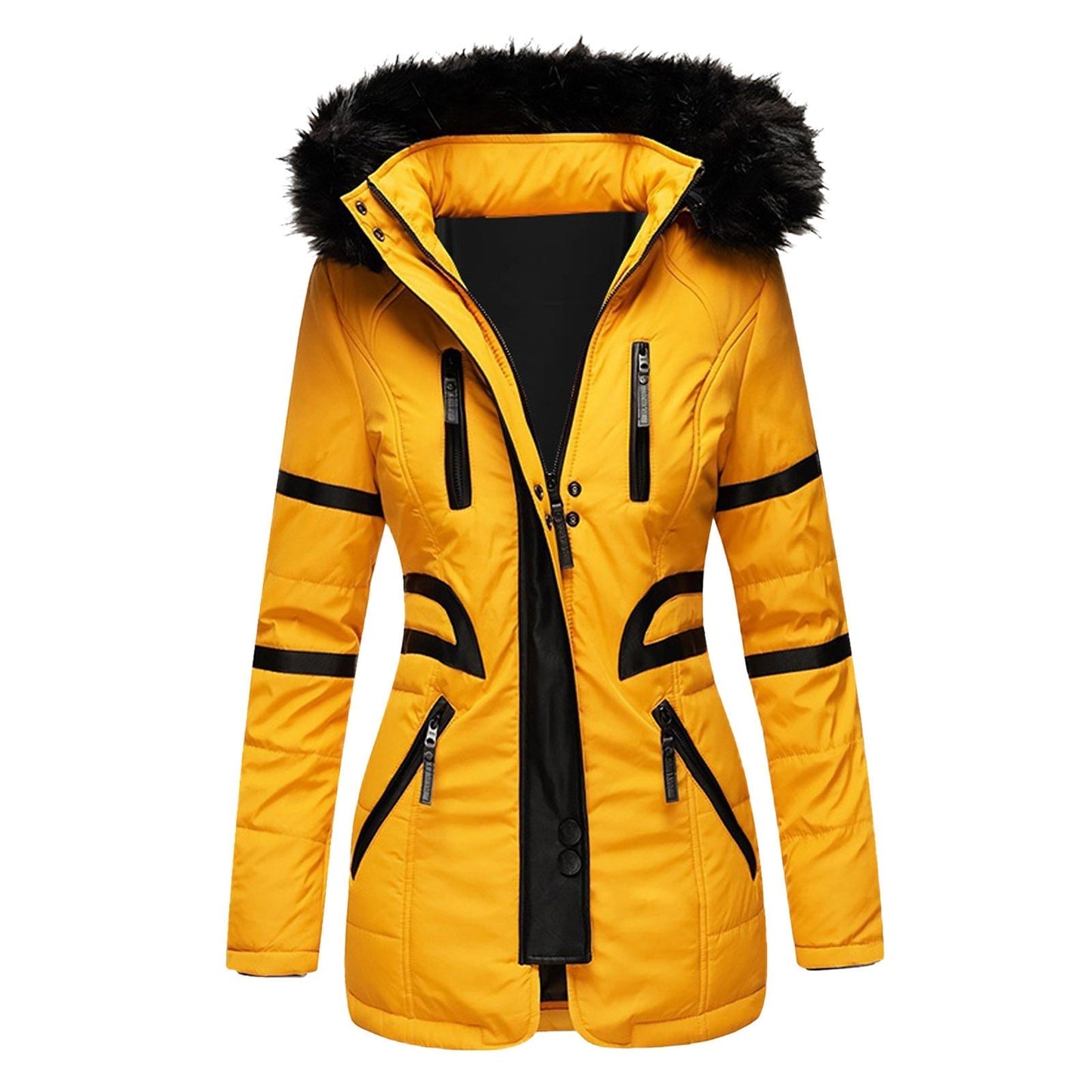 Elegant women's winter coat with hood and wool