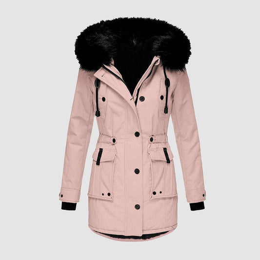 Stylish - parka for women with black faux fur