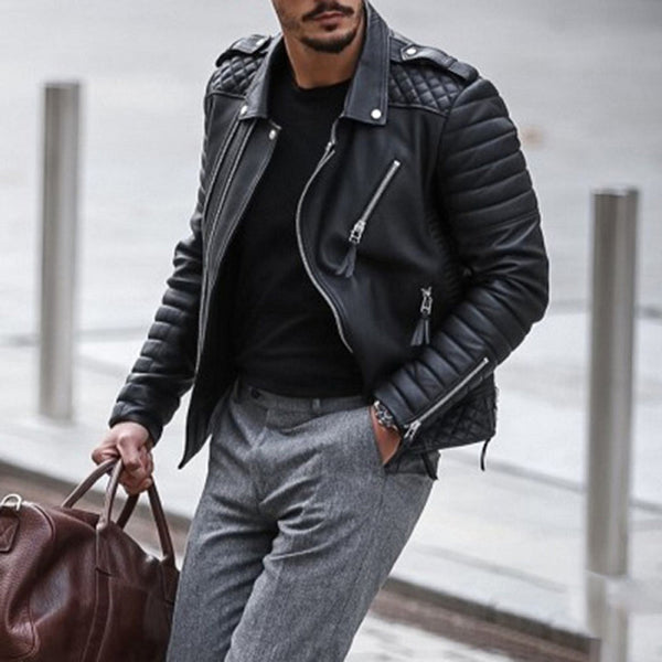 Caleb - men's leather jacket in vintage style