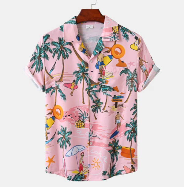 Hawaiian surf floral blouse for men