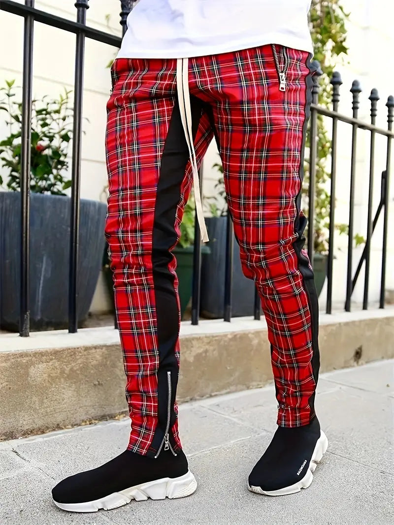 Streetwear chequered trousers for men