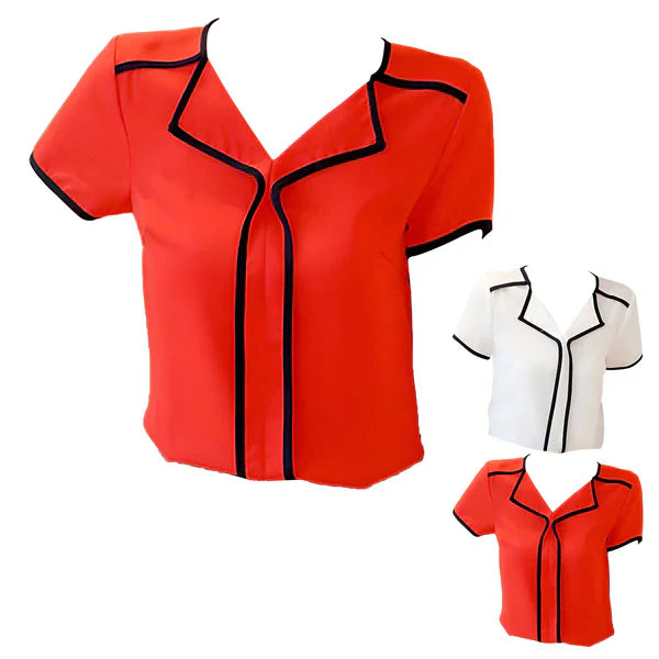 Pia - elegant chiffon blouse with button closure