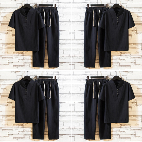 Jordano - men's short sleeve t-shirt and ankle length pants in cotton and linen