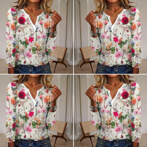 Janly - casual blouse with floral print