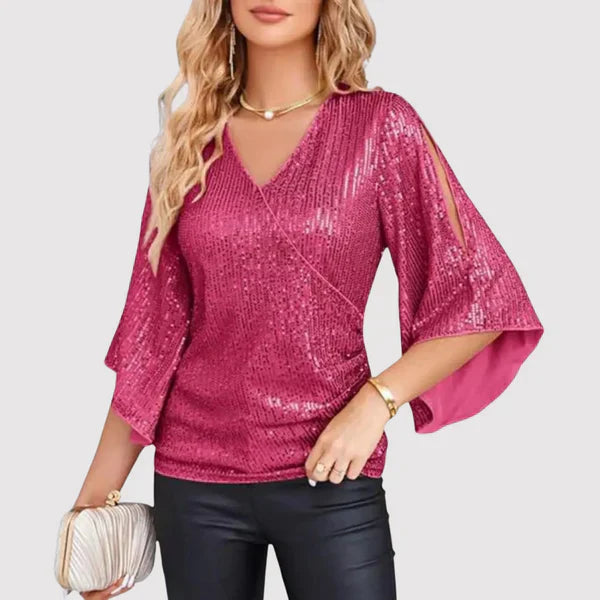 Theodora - sequin top with bell sleeves