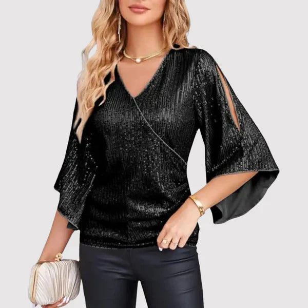 Theodora - sequin top with bell sleeves