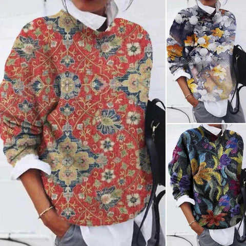 Olive - elegant sweater with print