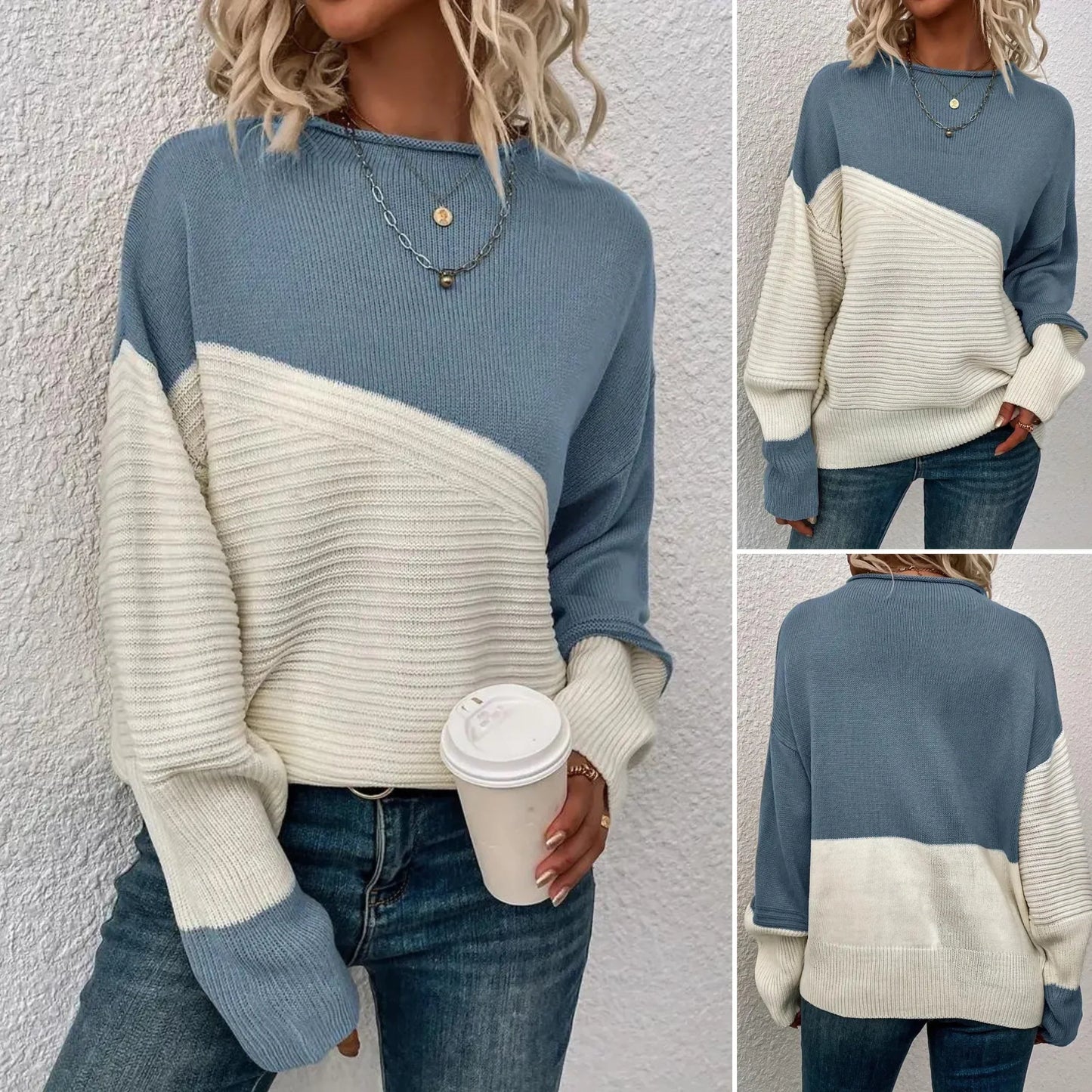 Ollie - color block crew neck sweater