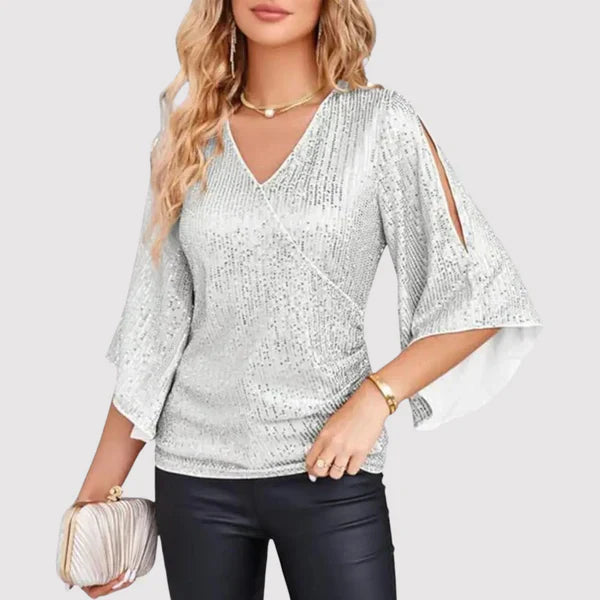 Theodora - sequin top with bell sleeves