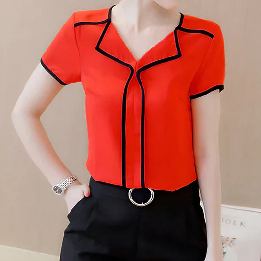 Pia - elegant chiffon blouse with button closure