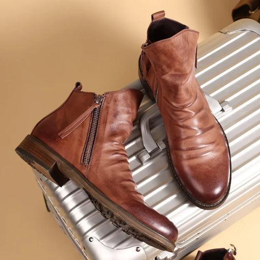 Elegant chelsea boots made of genuine leather for men