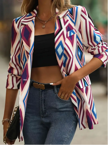 Teena blazer with geometric pattern