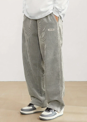 Brown - corduroy men's trousers with pockets