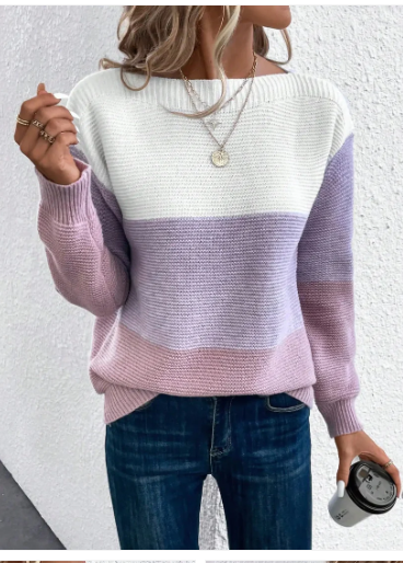 Clara - elegant three-color patchwork sweater