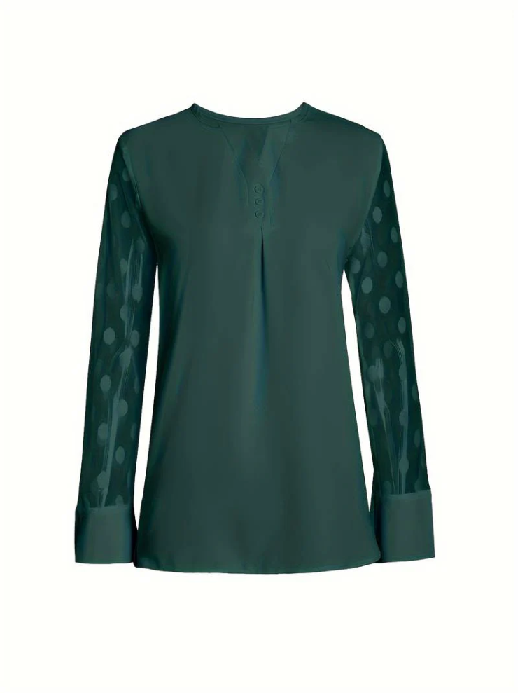 Amalia - knit blouse women's v-neck button placket