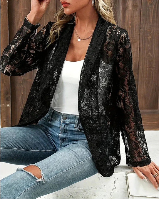 Eloise - lace blazer with lapel collar
