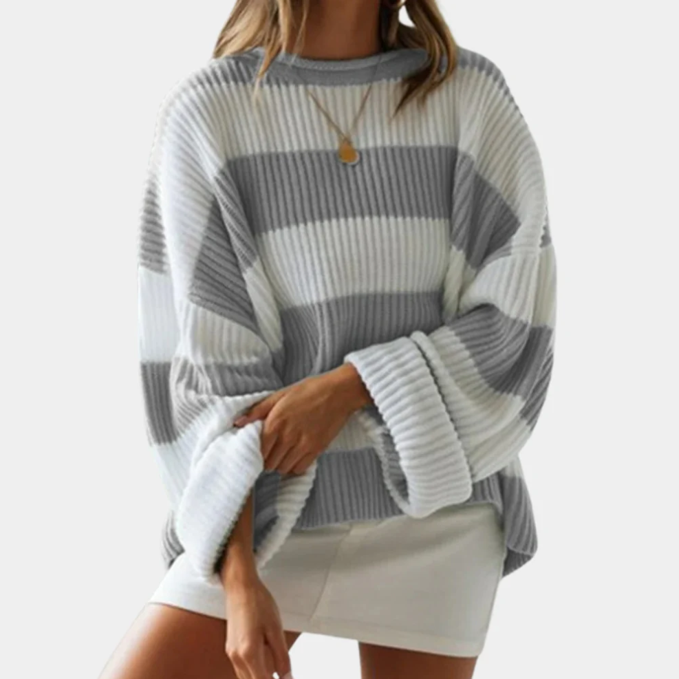 Mathilde - trendy large sizes striped women's jumper for ultimate comfort