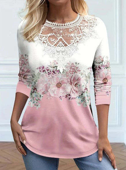 British elegant floral lace blouse