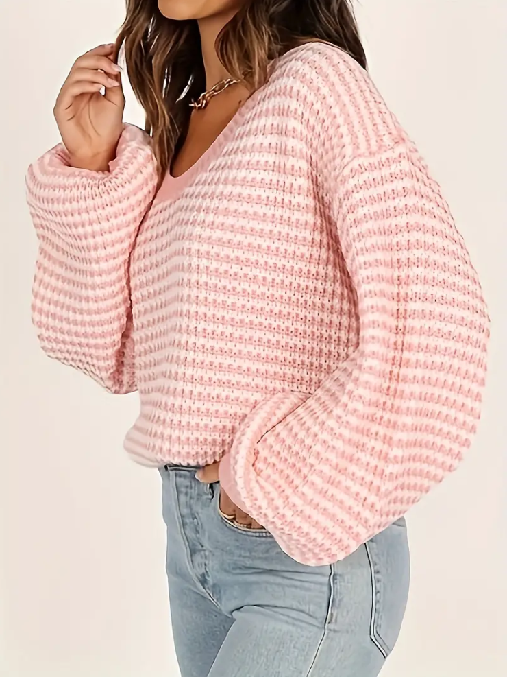 Olive green - knitted sweater with dropped shoulders