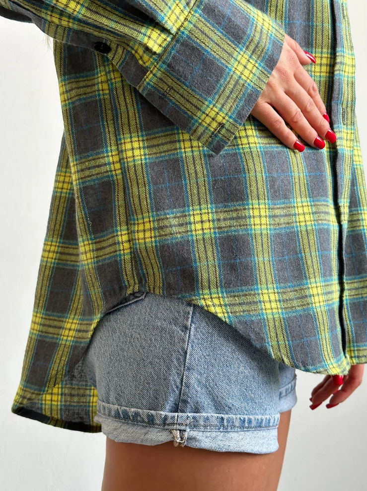Elegant checked flannel shirt for women