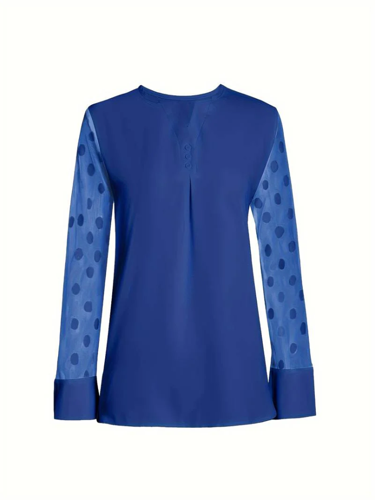 Amalia - knit blouse women's v-neck button placket