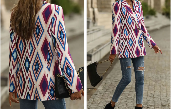 Teena blazer with geometric pattern