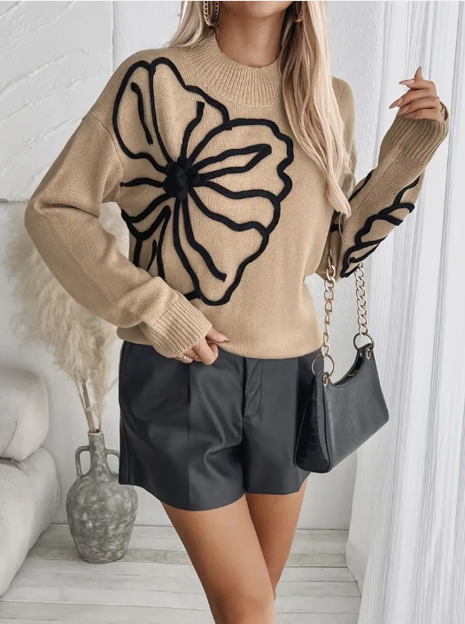 Kelsey - knitted jumper with floral embroidery