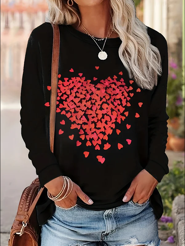 Iva - long sleeve top with heart print