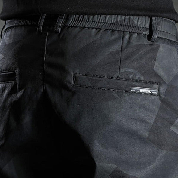 Black slim-fit chino trousers for men