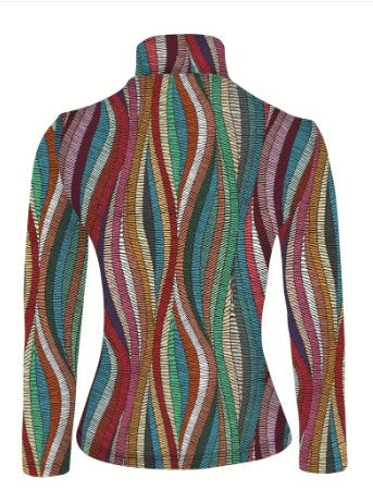 Maeve - multicolored high neck top with long sleeves