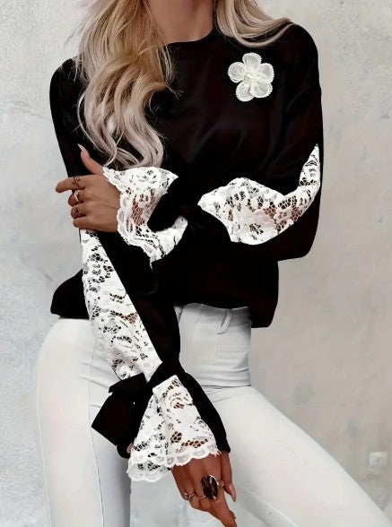 Tafeta - stylish lace blouse with floral design