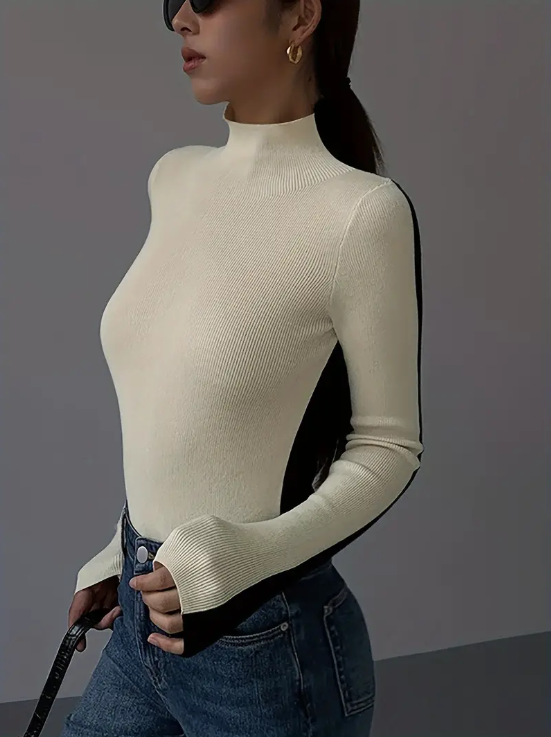 Joie - Stylish turtleneck sweater with color block design