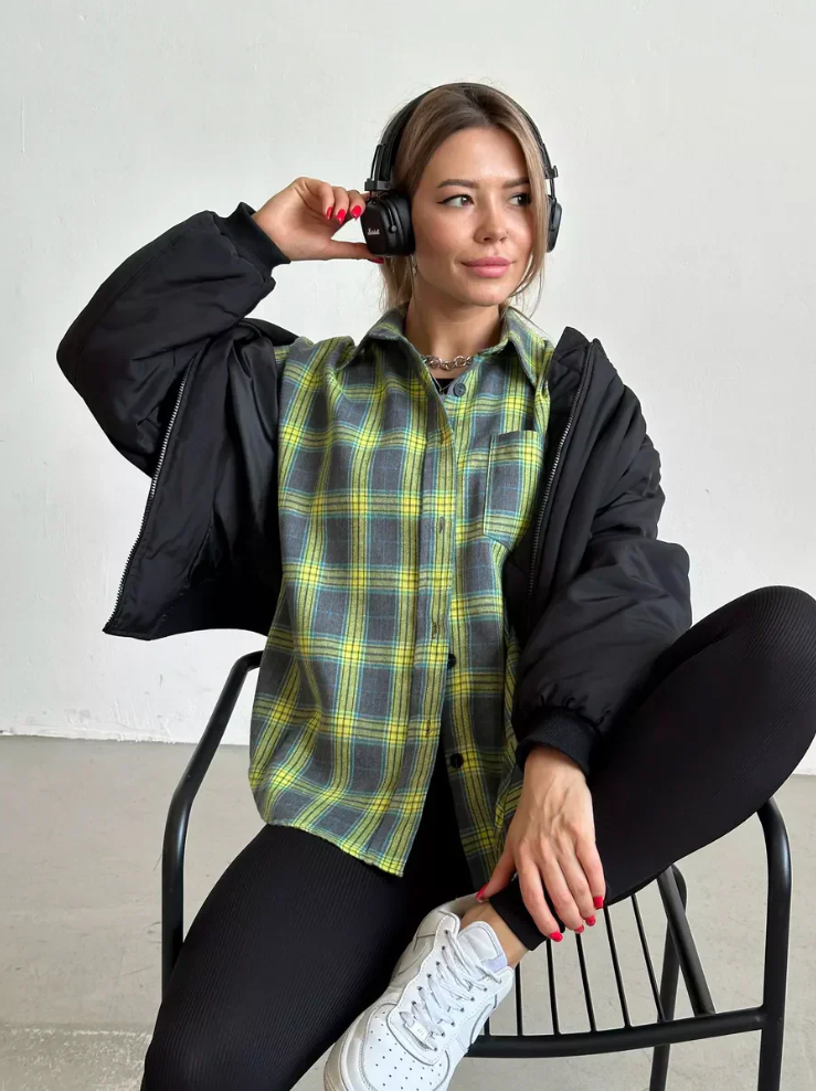 Elegant checked flannel shirt for women