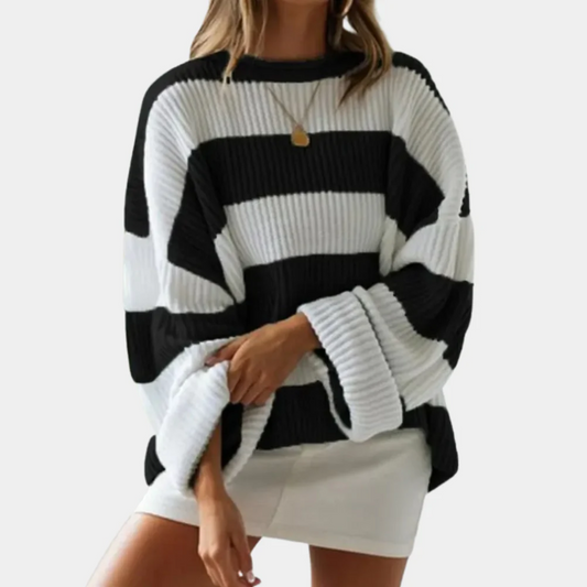 Mathilde - trendy large sizes striped women's jumper for ultimate comfort