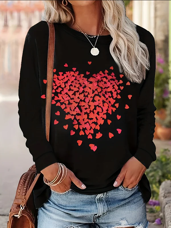 Iva - long sleeve top with heart print