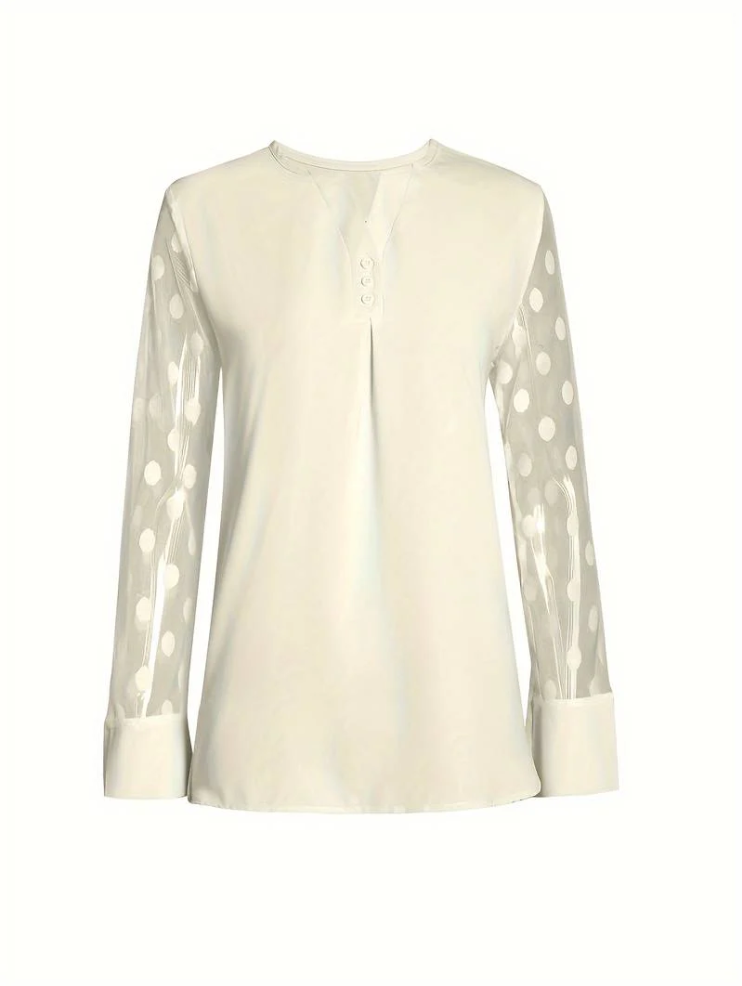 Amalia - knit blouse women's v-neck button placket