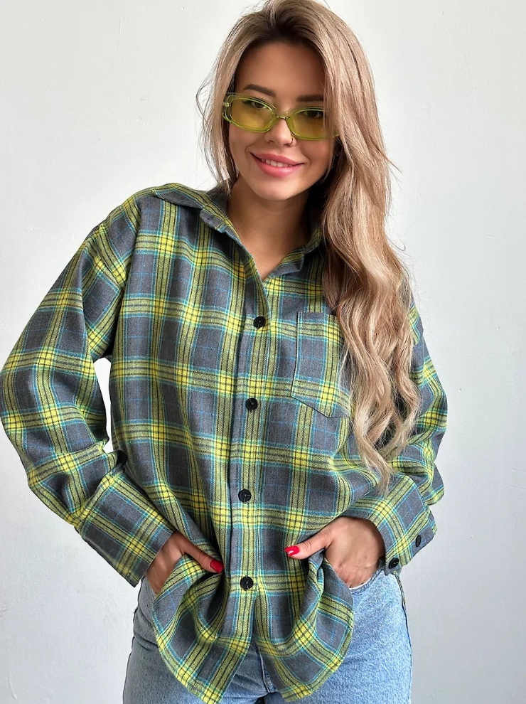 Elegant checked flannel shirt for women