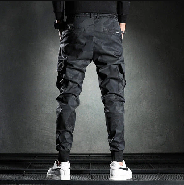 Black slim-fit chino trousers for men