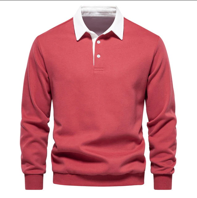 Elegant men's polo shirt with long sleeves and classic collar