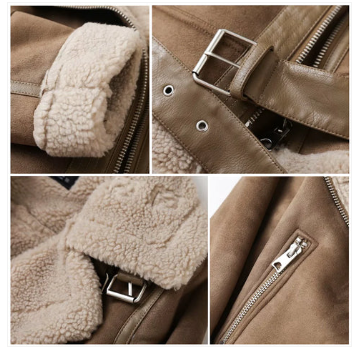Macie - Leather jacket with sherpa lining