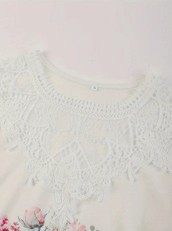 British elegant floral lace blouse