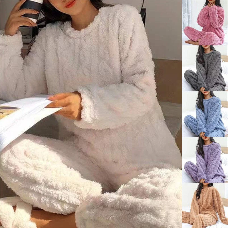 Fleece pajama set for coziness for women