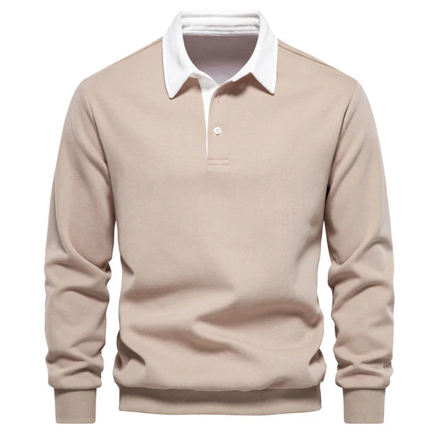 Elegant men's polo shirt with long sleeves and classic collar