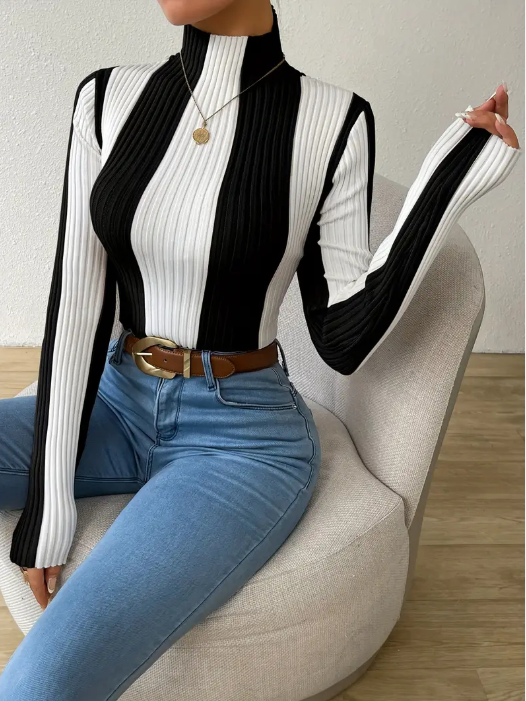 Julee - striped turtleneck jumper