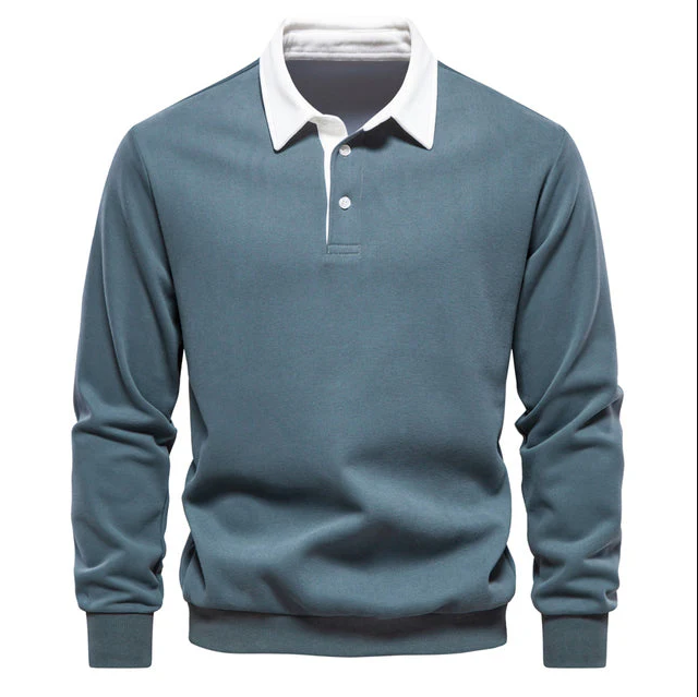 Elegant men's polo shirt with long sleeves and classic collar